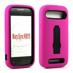 Wholesale ZTE Warp Sync N9515 Armor Hybrid Stand Case (Hot Pink Black)